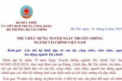 Bộ trưởng gửi thư chúc mừng 78 năm Ngày Truyền thống ngành Tài chính
