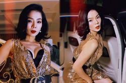 Lệ Quyên diện đầm kim sa tôn dáng, netizen lại nói 'sến quá'