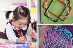 Nghỉ lễ, cha mẹ cùng con sáng tạo tranh nghệ thuật bằng dây