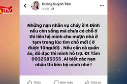 Lan tỏa những tấm lòng nhân ái sau vụ cháy chung cư mini ở Khương Hạ