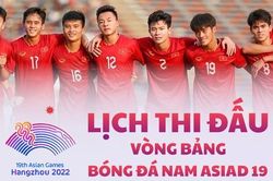 Lịch thi đấu vòng bảng bóng đá nam Asiad 19 cập nhật mới nhất