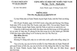 Tìm cha mẹ của bé trai bị bỏ rơi bên cổng nhà dân ở Nghi Xuân