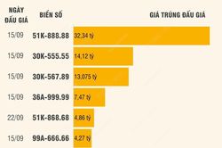Những biển số ôtô được trả giá cao nhất thông qua đấu giá trực tuyến