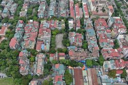 Nhìn từ flycam khu chung cư cũ sắp được lập quy hoạch chi tiết để xây dựng lại ở Hà Nội