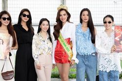 Á hậu Hương Ly có mặt tại sân bay để tiễn bạn thân Hoàng Phương đi dự thi Miss Grand International 2023