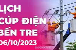 Lịch cúp điện Bến Tre hôm nay ngày 6/10/2023
