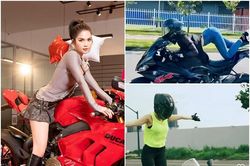 Ngọc Trinh 'làm xiếc' với mô tô trên đường có vi phạm pháp luật?