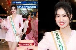 Phương Nhi 'sắc hồng trong khu vực sân bay' ngày lên đường tới Miss International 2023