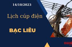 Lịch cúp điện hôm nay tại Bạc Liêu ngày 14/10/2023
