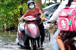 Đường phố TP.HCM ngập lênh láng do triều cường đạt đỉnh