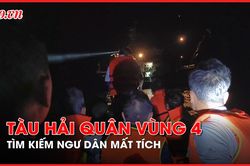 Cận cảnh tàu hải quân Vùng 4 tìm kiếm ngư dân mất tích