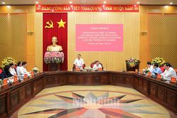 Đoàn khảo sát của BCĐ tổng kết một số vấn đề lý luận và thực tiễn về công cuộc đổi mới theo định hướng XHCN trong 40 năm qua ở Việt Nam làm việc tại Ninh Bình