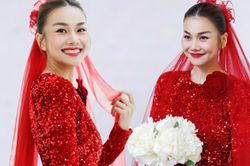Cô dâu Thanh Hằng diện áo dài đỏ rực trong ngày lên xe hoa về nhà chồng