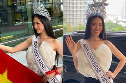 Bùi Quỳnh Hoa đội vương miện 'khủng' lên đường thi Miss Universe, BGK MUVN có hành động gây chú ý
