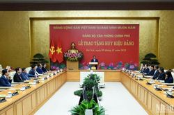 Trao Huy hiệu Đảng cho nguyên Phó Thủ tướng Trương Hòa Bình và Phạm Gia Khiêm
