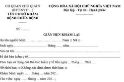 Quy định giấy hẹn khám lại bảo hiểm y tế từ ngày 2/12/2023