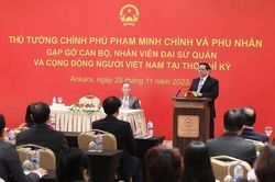 Thủ tướng và Phu nhân gặp gỡ cán bộ, nhân viên ĐSQ, cộng đồng người Việt Nam