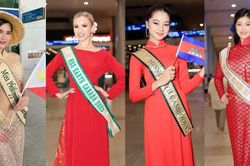 Dàn thí sinh Miss Earth 2023 rực rỡ với áo dài khi đến Việt Nam