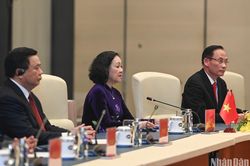 Thường trực Ban Bí thư Trung ương Đảng Cộng sản Việt Nam Trương Thị Mai hội đàm với Ủy viên Thường vụ Bộ Chính trị Trung ương Đảng Cộng sản Trung Quốc Thái Kỳ
