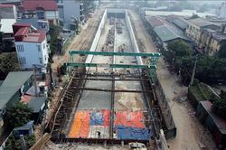 Hà Nội: Thi công 'xuyên Tết' trên công trường hầm chui Kim Đồng - Giải Phóng