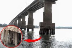 Cầu nối Hà Nội với Phú Thọ trơ trụ móng