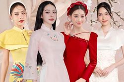 Các nàng hậu trong trang phục áo dài Tết: Tiểu Vy hóa tiểu thư đài các, Thanh Thủy 'phát sáng' khung hình