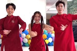 Gia đình Hoa dâm bụt diện đồ đỏ rực, nhảy nhạc Tết tưng bừng: 'Hòa Minzy đứng giữa là thấy có điềm'