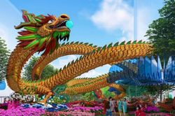 Linh vật rồng tại đường hoa Nguyễn Huệ 'gây bão' vì kích thước khủng