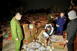 Thái Nguyên: Phát hiện, ngăn chặn 2 xe tải chở 6 tấn hoa quả nhập lậu