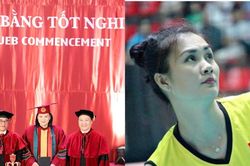 Hoa khôi bóng chuyền Kim Huệ được trao bằng thạc sĩ ở tuổi 42, nhận mưa lời khen sau 2 năm cố gắng