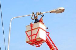 Lính cứu hỏa giải cứu trăn quấn quanh cột đèn