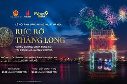 Trình diễn ánh sáng nghệ thuật 'Rực rỡ Thăng Long' đêm 30 Tết tại hồ Tây
