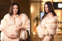 Phương Oanh ôm bụng bầu chụp ảnh, thân hình thon thả càng nhìn càng mê mẩn