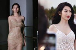 Khổng Tú Quỳnh chăm mặc đồ màu nude, xuyên thấu, khoe vóc dáng 'không đùa được' ở tuổi băm