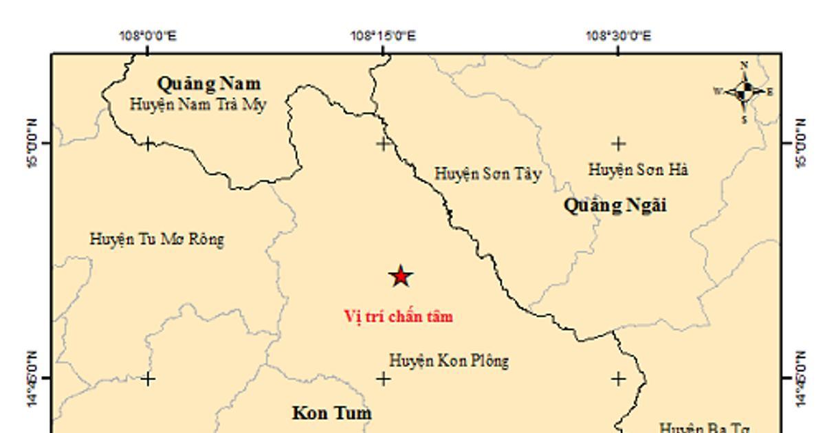 Kon Tum xảy ra liên tiếp 6 trận động đất