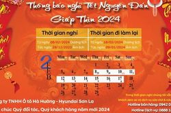 THÔNG BÁO NGHỈ TẾT NGUYÊN ĐÁN GIÁP THÌN 2024