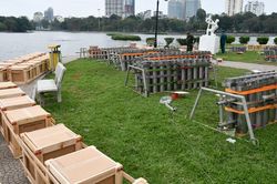 Cận cảnh 'trận địa' pháo hoa ở Công viên Thống Nhất