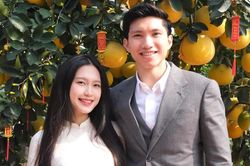 Doãn Hải My diện áo dài xinh đẹp năm đầu làm dâu Thái Bình