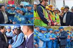 Thủ tướng thăm công trường làm xuyên Tết Giáp Thìn, động viên công nhân môi trường Thủ đô