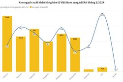Thương mại Việt Nam - ASEAN tăng 35% trong tháng đầu năm 2024
