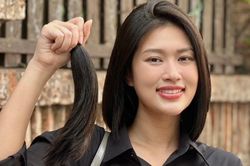 Hoa hậu Thiên Ân hiến tóc tặng bệnh nhân ung thư