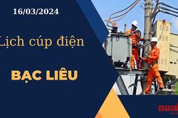Lịch cúp điện hôm nay ngày 16/03/2024 tại Bạc Liêu