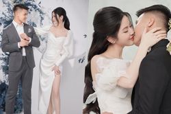 Lộ ảnh cưới Quang Hải và Chu Thanh Huyền, dân mạng ấn tượng với màn 'khóa môi' cực tình