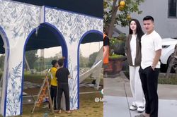 Hé lộ những hình ảnh đầu tiên bên trong lễ cưới Quang Hải và Chu Thanh Huyền