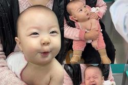 Biểu cảm 'yêu không thể tả' của em bé khi đi tiêm