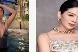 Lệ Quyên tự tin khoe mặt mộc 100%, tạo dáng quyến rũ bên bể bơi với bikini