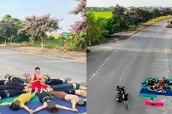 Công an vào cuộc xác minh nhóm nữ học viên tập yoga giữa đường tại Thái Bình