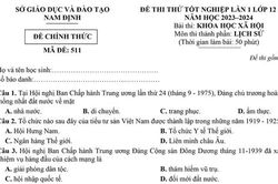 Đề thi thử tốt nghiệp trung học phổ thông môn Lịch sử của Nam Định