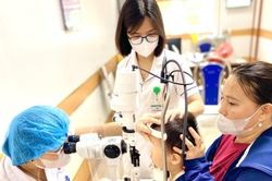 Rận mu đẻ trứng thành chùm trên mi mắt bé trai gần 3 tuổi