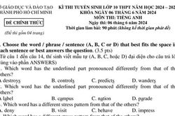 Đề Tiếng Anh thi lớp 10 công lập ở Thành phố Hồ Chí Minh